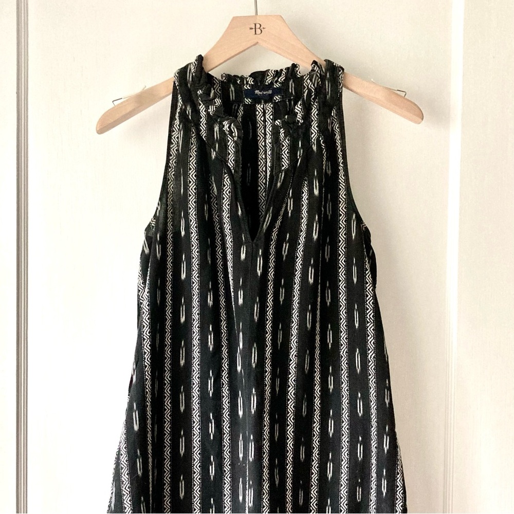 Madewell Ikat Stripe Halter Dress in Black